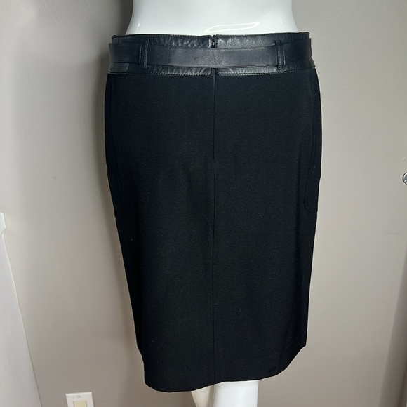 Prada Sz 38 Wool and Leather Waist & Belt Front Pocket Pencil Skirt - Picture 3 of 9